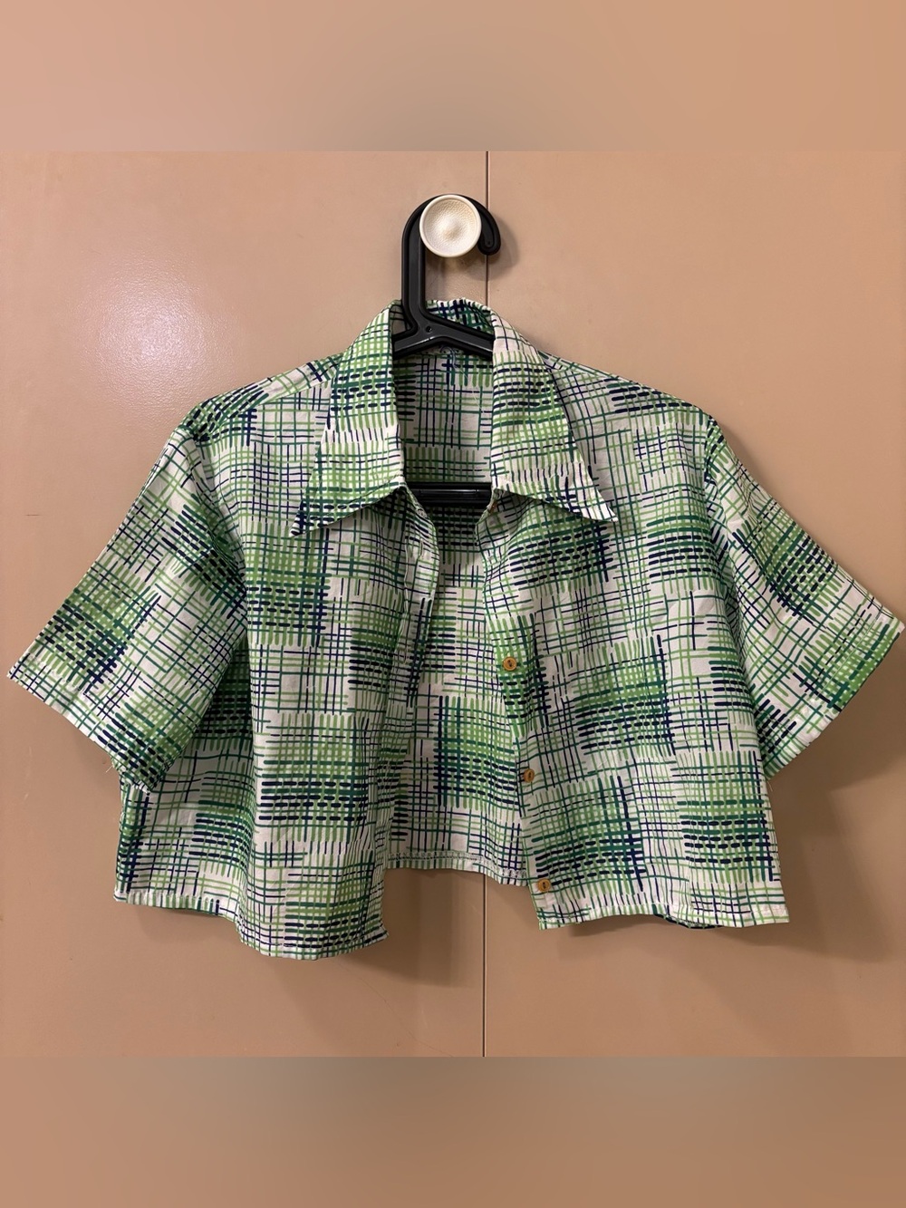 Cropped Upcycled Button-up Shirt